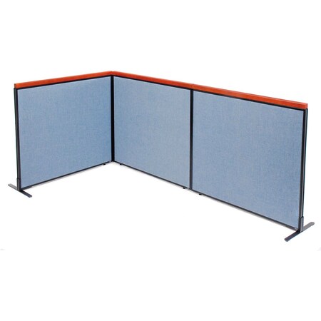 Interion By Global Industrial Interion Deluxe Freestanding 3-Panel Corner Room Divider, 48-1/4inW x 43-1/2inH Panels, Blue 695081BL